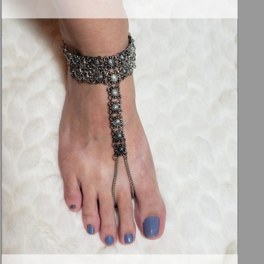 Designer Silver Plated Anklet Style Foot Jewelry